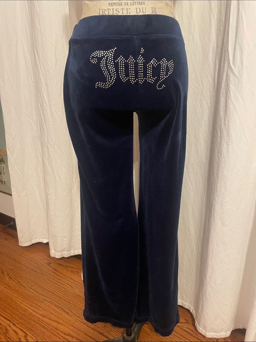 Juicy Couture Navy Velour Rhinestone Logo Pants